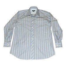 Ted Baker London Mens Blue White Tan Striped Button Down Dress Shirt 16 32/33