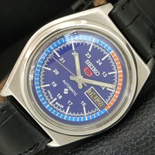 VINTAGE SEIKO 5 AUTOMATIC JAPAN MENS BLUE COLOR DIAL WATCH a709126-1