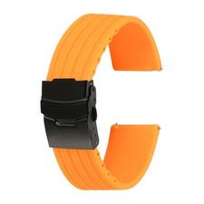 Silicone Watch Bands 24mm Soft Watch Bands with Black Snap Buckle, Orange