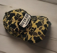 Rig'em Right Waterfowl Camo Cap Patch Logo Faux Leather Strapback Adjustable