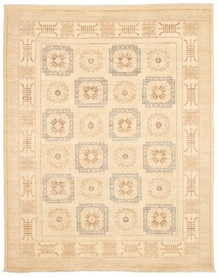 Traditional Hand-Knotted Geometric Carpet 8'0'' x 9'9'' Oriental Wool Area Rug
