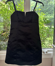 Sherri Hill Black/Gray Satin Sweetheart Strappy Ruffle Mini Back Zip 2 KD963