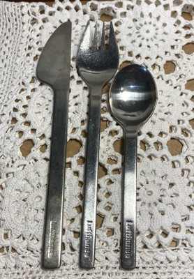 Vintage Lufthansa Stainless Steel Fork Knife & Spoon Set By Hepp 1980