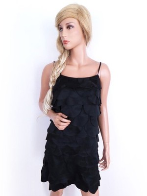 DUNNES STORES Damen Minikleid Gr. 36 Schwarz Ärmellos Kurz Quadrat-Ausschnitt