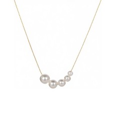 Dainty Pearl Necklaces for Women Simple Gold Five Pearls Pendant Necklace Brides
