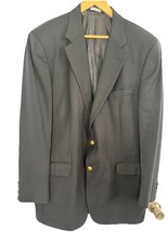 Brooks Brothers Brooksease Blazer Mens 40R Wool Navy Blue Gold Buttons READ