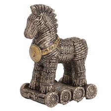 Antigua estatua griega de caballo de Troya bronce fundido en frío y resina escultura miniatura