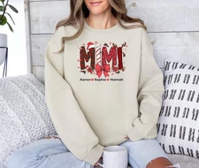 Christmas Mimi Sweatshirt Personalized Children Names Xmas Hoodie Grandma Shirt