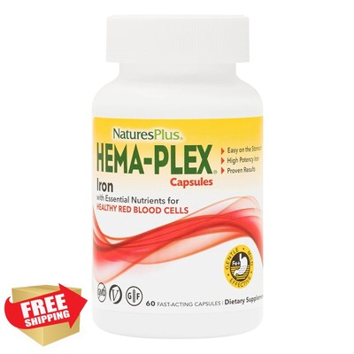 NaturesPlus Hema-Plex Iron 3 Pack 60 Capsules Vegan 85mg