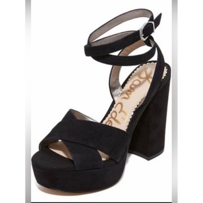 Sam Edelman Mara Black Suede Platform Shoes 8.5