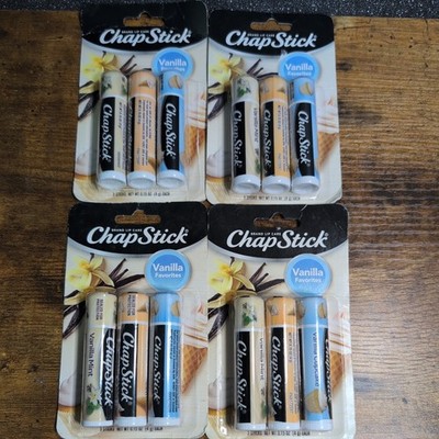 Chapstick Vanilla Favorites Flavored Lip Balm 3 Flavor Variety Pack 12 Tubes