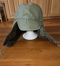 Vintage Military Field Cap Hat 7 Olive Green Wool Ear Flap Cold Weather 12/12/57