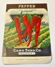 2627.15 ~ 1930’s Vintage Peperone Pepper Seed ~ Card Seed Co- Fredonia N.Y. NOS!