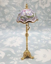 Dollhouse Miniature Tiffany Floor Lamp Reutter porcelain Brass 1:12 Scale
