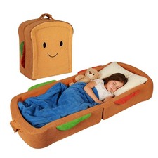 Toddler Travel Bed Foldable Soft Foam Crib with Safety Rail Medium Size Portable