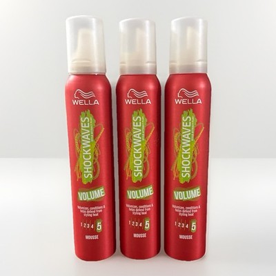 Wella Shockwaves Volume Hair Styling Mousse Hold #5, 3PK