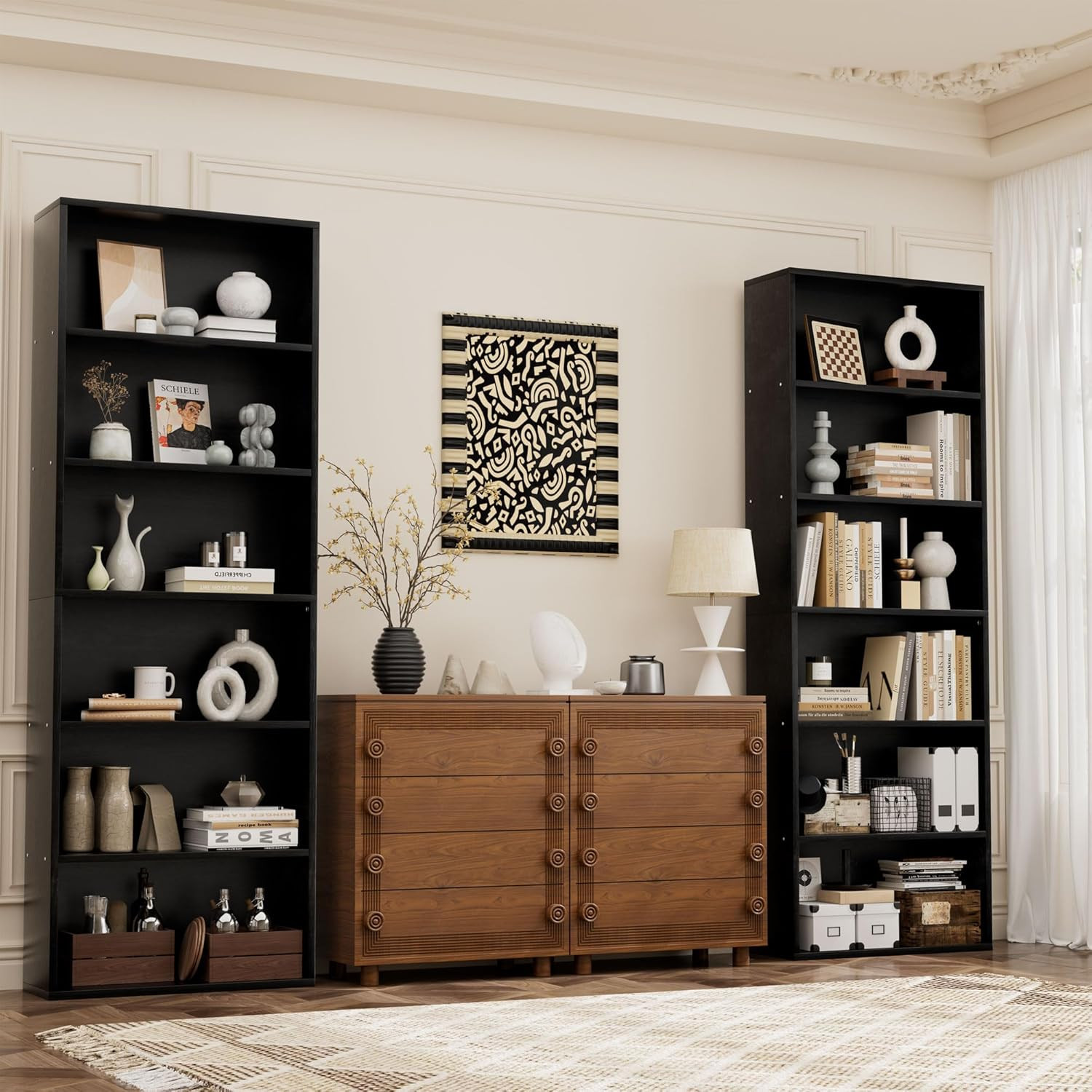 Open Bookshelf and Bookcase, 6 Shelf Storage Shelves Tall Bookcase for Bedroom,