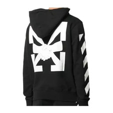 Men's off-White Pattern Arrow Black Hoodie Casual Hooded Sweatshirt