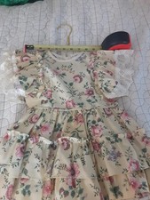 Vinta Print Ruffle Dress Girls Toddler Cream and Pink Floral Cottagecore