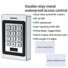 Zinc Alloy RFID Access Control Keypad 2 Relay Double Door Opener IP67 125kHz