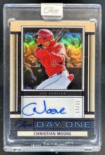 2025 Panini Three and Two Christian Moore Day One Auto Blue #/32 Angels