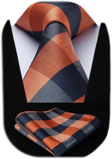 Ties for Men Formal Business Plaid Checked Mens Ties and Pocket Square Set Class