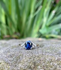 Cushion Cut Blue Sapphire Ring: 925 Sterling Silver Unique Design Ring.