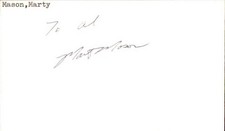 Marty Mason Signed 3x5 Index Card Cut Autograph Den