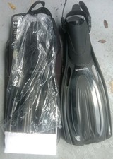 Dacor Mariner Scuba Open Heel Swim Fins Black Sizes Large With Bag Unused