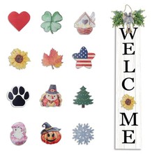 Interchangeable Outdoor Welcome Sign for Front Porch Standing 47" 8" with 12 ...