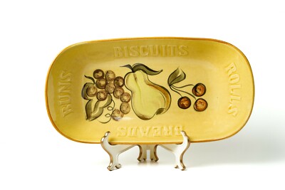 Vintage Bread Bowl Tray Rolls Biscuits Buns Los Angeles Potteries MCM Farmhouse
