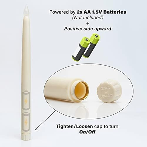 12 Pack 11" Real Wax LED Flameless Ivory Taper Flickering Candles Lights, Batter - Picture 2 of 12