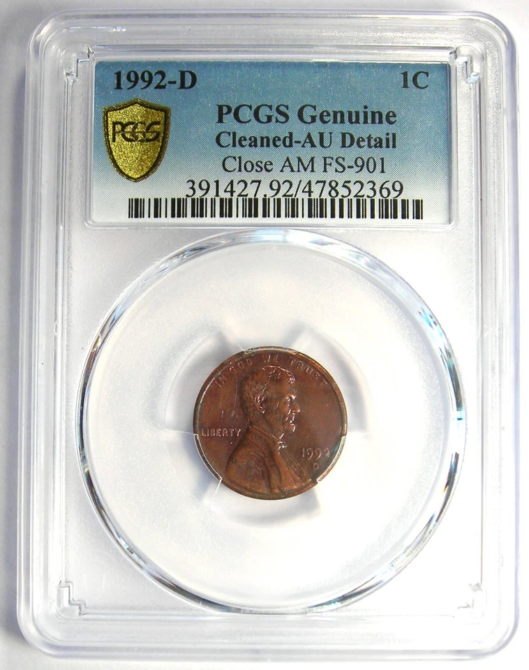 1992-D Close AM Variety FS-901 Lincoln Cent 1C - Certified PCGS AU Details - Image 2 of 4