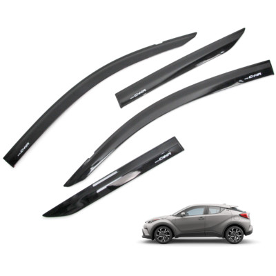 Visor Wind Deflector Weather Guard Silver Black For Toyota C-HR Suv 2018 2019