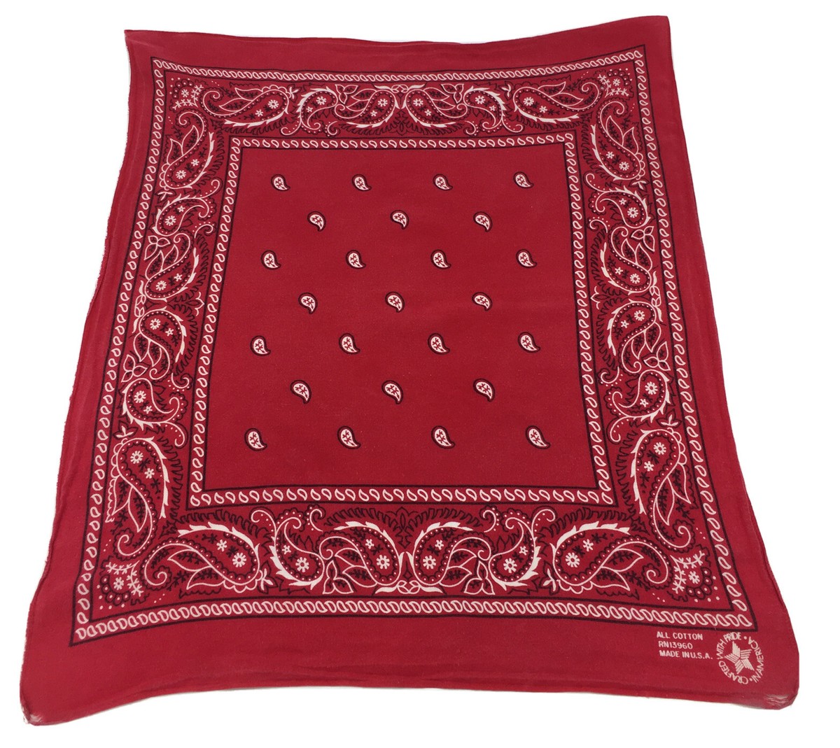Vintage Red Bandana 100% Cotton USA RN13960 21x19” B46 | eBay