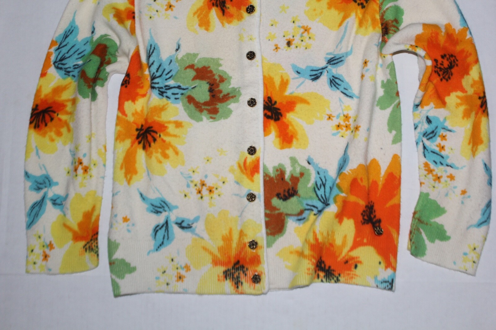 SAINT LAURENT Saint Ste. Laurent maglione cardigan vintage piccolo colorato floreale orlon acrilico