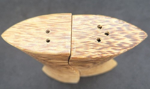 Juego de coctelera de sal y pimienta mediados de siglo anidación de madera exótica - DE COLECCIÓN - Imagen 2 de 9