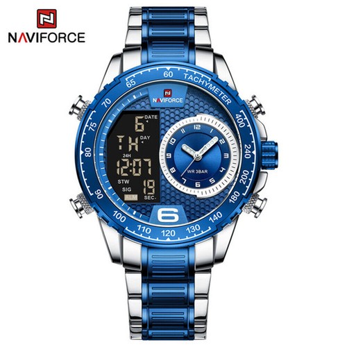 NAVIFORCE Men Watches Luxury Brand Digital Wristwatch Blue Miltary Sport Watch