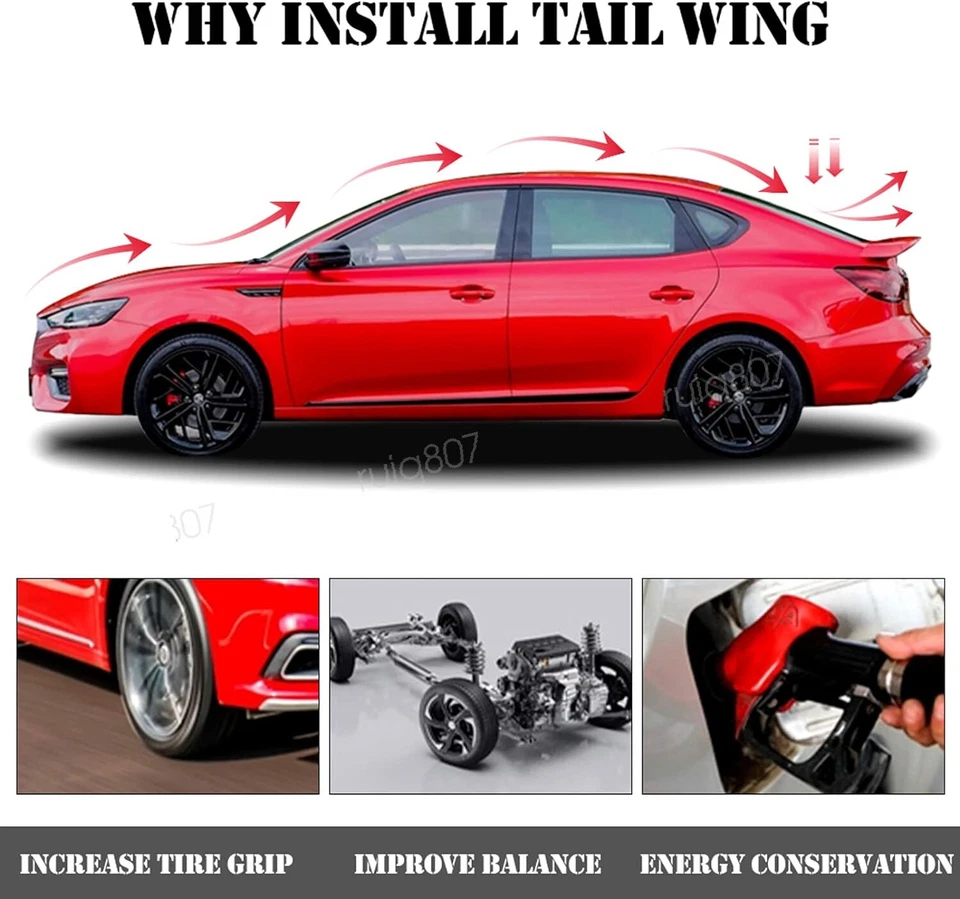 For Audi TT RS TTS 46" Rear Trunk Spoiler Racing GT Style Rear Wing Carbon Style - Image 2 of 4