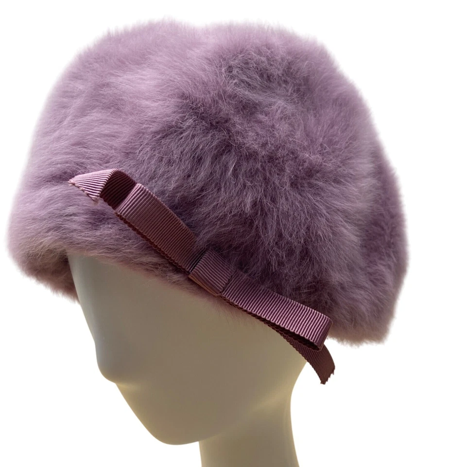 Boina de angora lavanda púrpura Kangol para mujer con acento de lazo talla única Foto 2 de 4