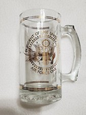 PRESIDENT of the United States AIR FORCE ONE Clear Beer Mug Glass Gold 6"