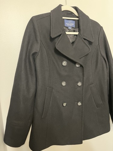 Mackintosh of New England Womens Wool Blend Coat Size L Black Peacoat EUC - Picture 3 of 11