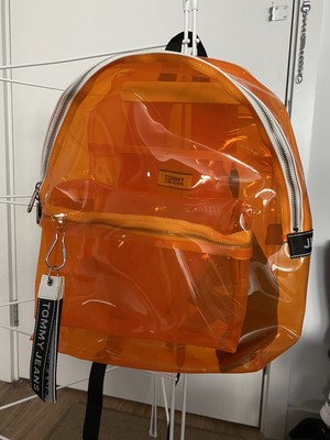 orange clear backpack