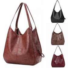 Womens Soft Leather Shoulder Bag Large Capacity Ladies Handbag Tote Casual