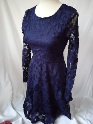 Anthropologie Everly Blue Lace A-Line Dress Size M | eBay