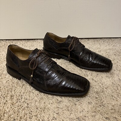DAVID EDEN Dress Shoes GENUINE LIZARD Oxfords BROWN - Sz 11  display picture 1