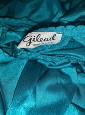 Vintage 1960s 2 pc Pajama Set Small GILEAD Teal Blue Nylon Wide Lace