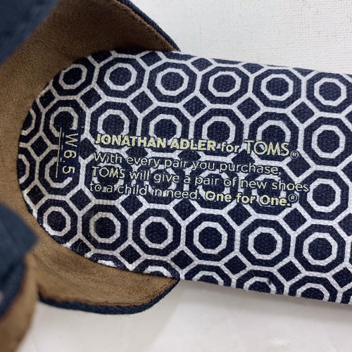 Toms Womens Navy Blue Canvas Geometric Flat Ankle Strap Correa Sandal Sz 6.5 NWT - Bild 7 von 12