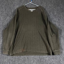 Columbia Sweater Mens XL V Neck Long Sleeve Solid Green Thick