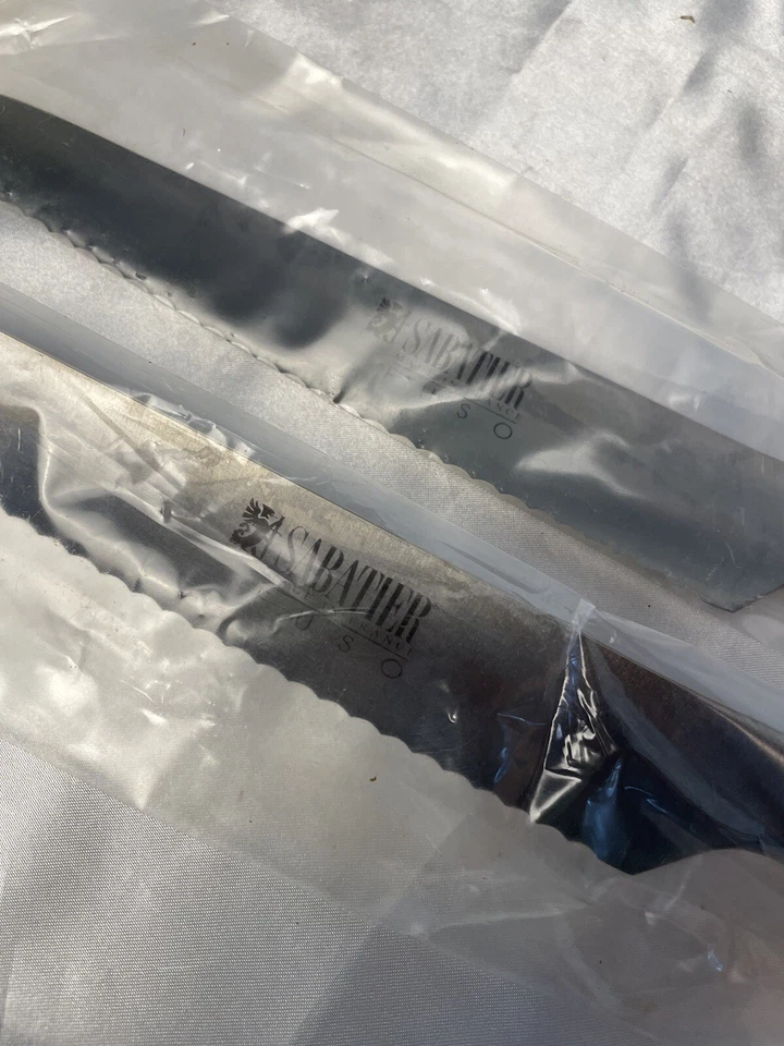 "2 cuchillos para tallar Sabatier Fuso de acero inoxidable forjado tono plata Francia 14""" Foto 2 de 4